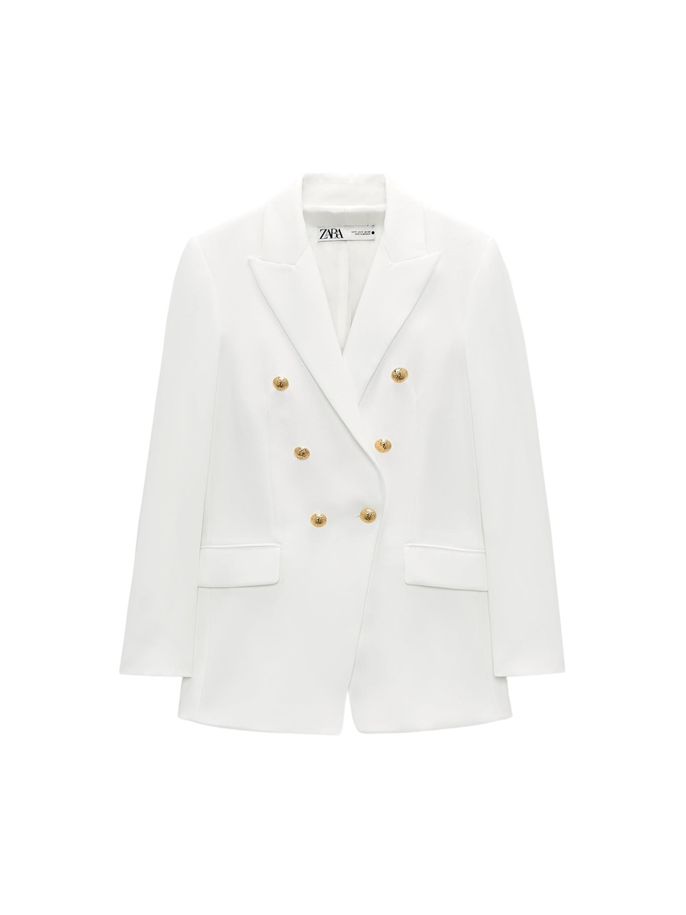 NEW tags ZARA Double Breasted Blazer White Gold Buttons Women's XS extra small